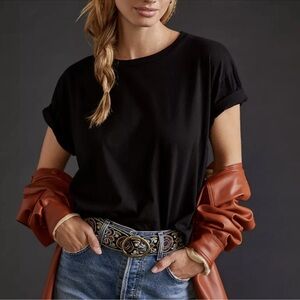 Anthropologie T.La Black Short Sleeve Tee